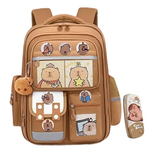 Sac à dos Capybara complet avec trousse et badges, le cadeau de rentrée idéal