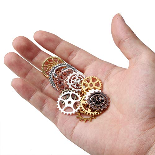 kuou 100 Grams Cogs and Gears, Steampunk Accessories Assorted Antique Steampunk Craft for Crafting Jewelry Making Accessories