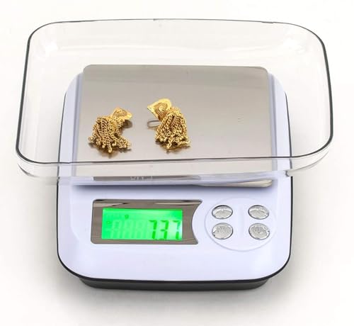 Image of Jewellery Weighing Scale 0.1g-1000g Digital Pocket | High Accuracy Gold Weight Machine Digital with Tare & PCS | Compact Mini Scale with Dual Trays for Gold, Gems & Precision Use