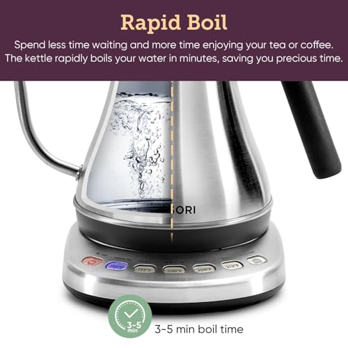 Image of Cosori Gooseneck Electric Kettle with Temperature Control, 0.8L, Silver (Pack of 4)