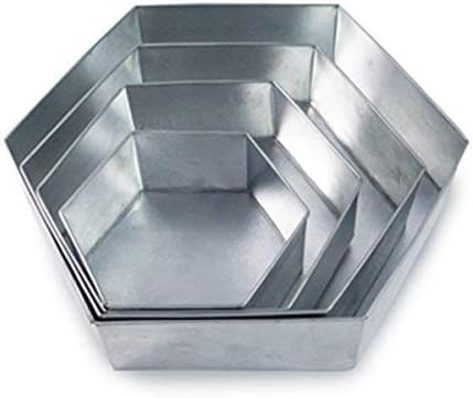 Set of 4 Tier Hexagon Multilayer Birthday Wedding Anniversary Cake Tins/Pans / Mold (Mould) by Hufsy
