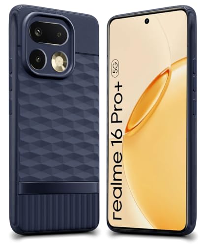 Image of WOW IMAGINE Back Cover for Realme 16 Pro Plus 5G with Hexa Cube Design | Ultra Slim Soft Rubberised Case | Inner Velvet Fabric | Flexible Mobile Case | Camera Protection - Blue