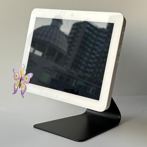 ATOPHK Aluminum Tilt & Swivel Stand for Echo Hub - Adjustable 360° Rotation, Durable Desktop with Anti-Slip Base, Smart Home Display for Kitchen, Office & Living Room, Black Stand.