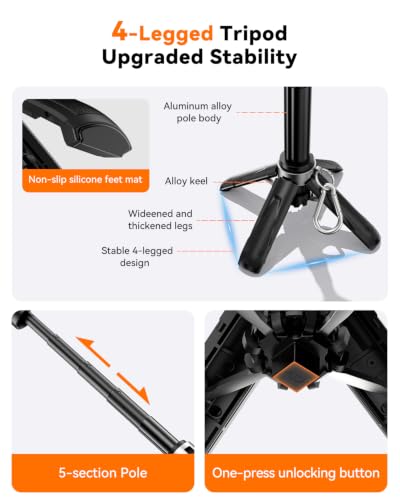 CloudValley Magnetic Mini Selfie Stick Tripod, 4-in-1 Pocket Size Phone Tripod with 360° Rotation, Choice Rechargeable Bluetooth Remote, Foldable Handle Grip, Compatible with MagSafe iPhone - image 5