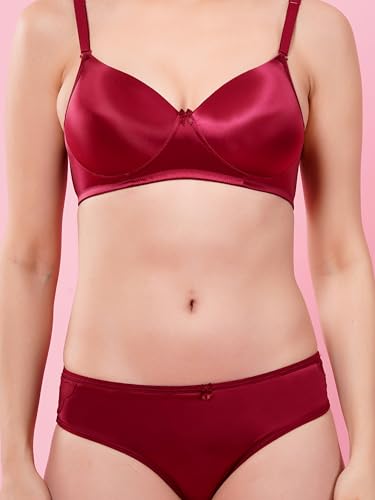 Image of Women's Seamless Non-Padded Wirefree Bra with Mid-Rise Bikini Panty Set | Soft Stretch Everyday Comfort Lingerie Set