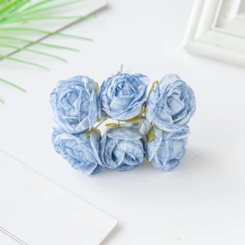 Couronne de roses artificielles bleu clair en soie pour décoration de table - 2