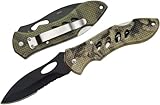 SZCO 4' Tactical Folding Pocket Knife for Men – EDC Knife with Half Serrated Stainless Steel Blade, Camouflage Handle & Lockback with Belt Clip for Camping, Hunting, Everyday Carry