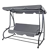 Montafox 4-Sitzer Hollywoodschaukel mit Liegefunktion belastbar bis 280 kg Gartenschaukel Gartenliege inkl. Sonnendach, Farbe:Asphaltgrau