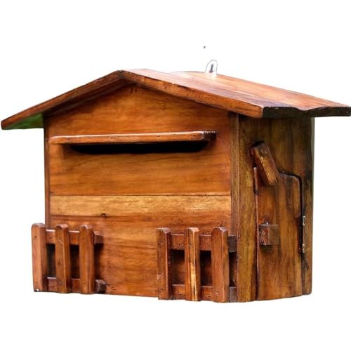 Buzón De Madera Artesanal para Valla: Buzón Rústico para Exteriores con Diseño Impermeable, Decoración Única para Cafetería.