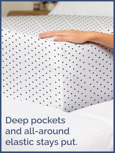 Image of Kids Twin Size Black & White Polka Dots Bed Sheets - 3 Piece Kids Sheet Set