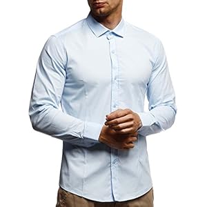 Leif Nelson LN3430 Herenhemd, wit hemd met lange mouwen, slim fit, zwart, stretch, korte mouwen, vrijetijdshemd voor jongens, lange mouwen, business, bruiloft, vrije tijd, korte mouwen