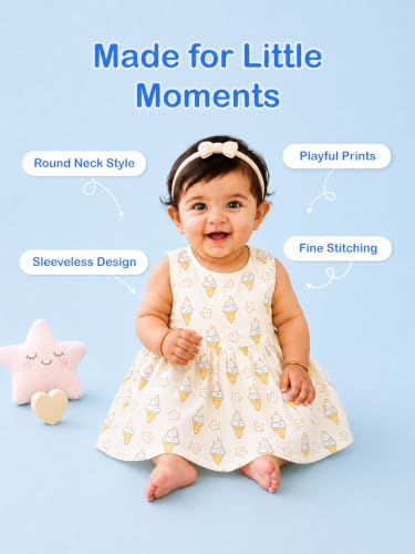 Image of Kidbea Bamboo Cotton Baby Girl Dress, Sleeveless Casual Wear Girls Frock