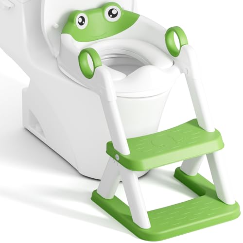 Image of Rabb 1st Frog Potty Training Seat, Upgrade Toddler Toilet Seat for Kids Boys Girls, 2 in 1 Potty Training Toilet for Kids, Splash Guard Anti-Slip Pad Step Stool
