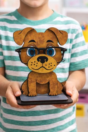 Image of PANAH Cute Dog Eyeglasses Holder | Decorative Spectacle Stand for Desk & Bedside | Kids Room & Study Table Glasses Holder | Handmade MDF Eyewear Organizer