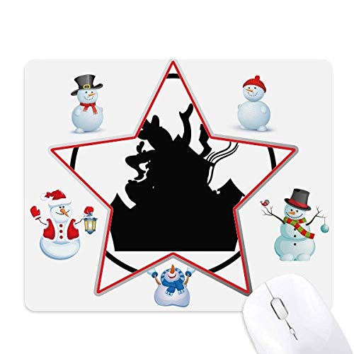 Parc d'attractions tapis de souris féerique avec étoile et bonhomme de neige