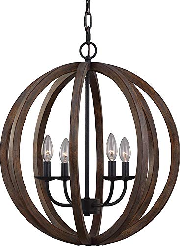 Get Discount 70% Price Feiss F2935/4WOW/AF Allier Pendant Lighting, Brown, 4-Light (21"Dia x 23"H) 240watts