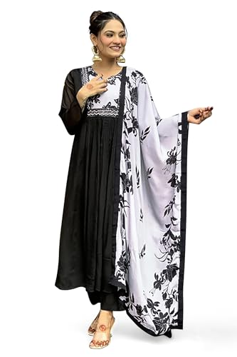 Image of Jwalin Women's Chinon Silk Kurta Pant Set with Dupatta