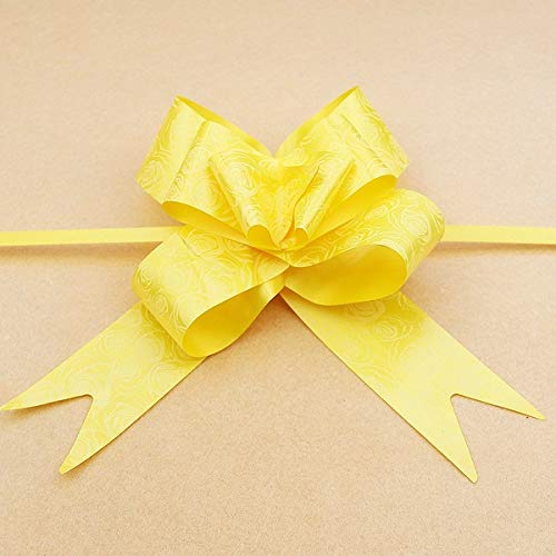 Image of 10 Bow Yellow Colour 30 MM String Bows, Basket Pull Bows Basket Knot for Present Wrapping Present Wrap Floral Wine Bottles Decoration,