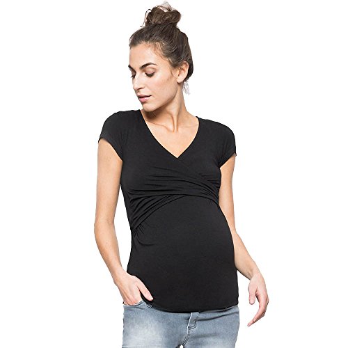 Damen Umstandsmoden Top Still T-Shirt Frau Maternity Kurze Ärmel Stillshirt Umstandsshirt Stilltop Umstandstop Umstands Schwangerschaft Top mit Stillfunktion Cover
