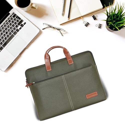 Image of Giordano Unisex 15 Inch Laptop Sleeve PU Bag for Professionals | Premium Leatherette | Water-Resistant & Padded Slim-Fit with Trolley Strap for Men & Women