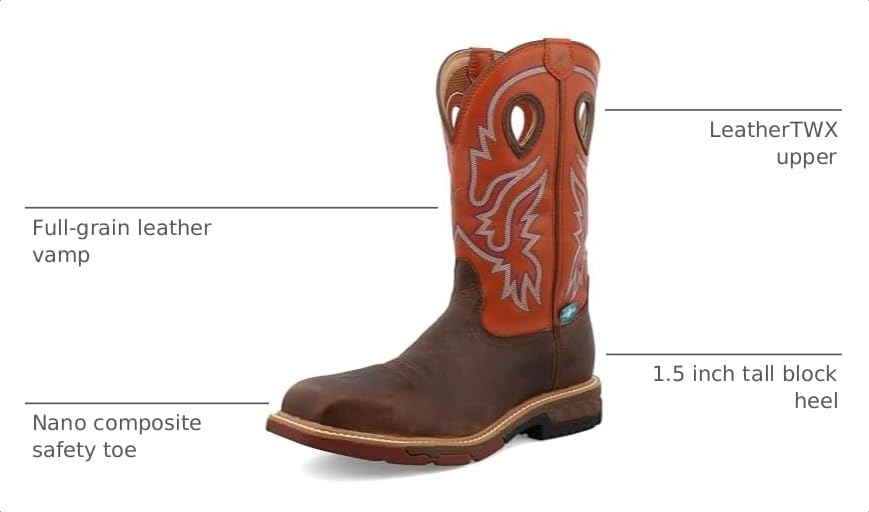 Image of Twisted X Men's12 Pull On Nano Composite Toe Waterproof Western Work Boot