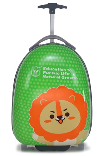 Image of ACEPACK Kids Trolley 15 inch Green Polycarbonate Rolling Suitcase for Kids, Carry-On Hard Sided Travel Trolley