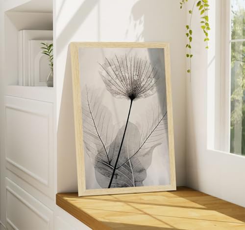 Image of ArtX Paper Floral Art Paintings with Frame for Wall Decor, Floral Painting for Living Room, Multicolor, Natural Wood Color Frames, 12x18 inch, Set of 2