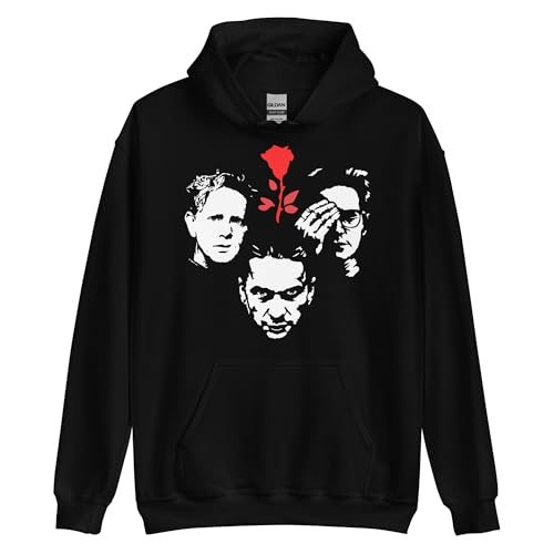 VINY WOODY Rock Electronico Sudadera con Capucha Unisex, Diseño Gráfico, Algodón, Bolsillo Canguro, Negro, Manga Larga,Musica Sythpop (FR/ES, Letras, L, Regular, Regular, Negro,L)