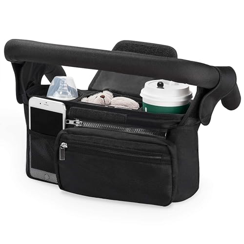 Image of Remarkable Home Universal Stroller Organizer with XL Thermal Insulated Cup Holders, Stroller Bag, Stroller Caddy, Stroller Accessories - Fits Uppababy, Nuna, Doona, Bugaboo, Babyzen, Pet Strollers