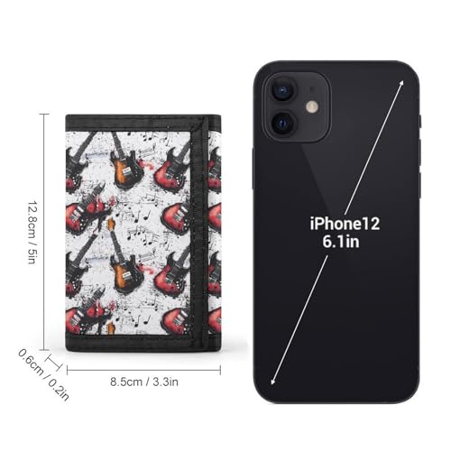 Guitar Music Vintage Trifold Wallet Slim Credit Card Holder Minimalist Front Pocket Money Clip for Women Men2