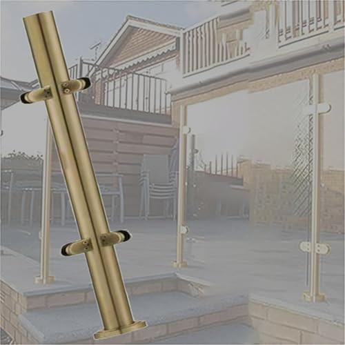Gold Silver Black Deck Stairway Glass Fence Pole, Stainless Steel Glass Balustrade Railing Post, Outdoor Round Vitreous Railing System Post 24 28 32 36 40 48 in Height(A-Corner,Height 24in/60cm)