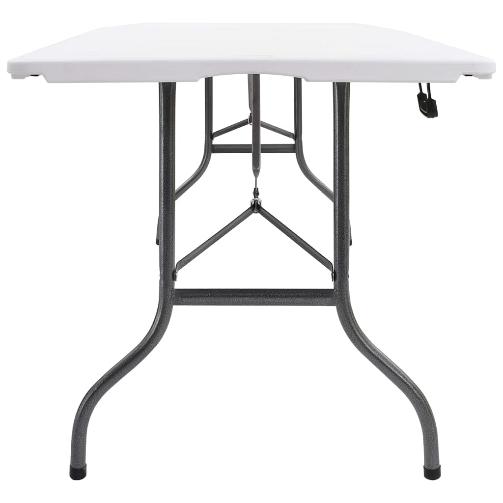 Stół ogrodowy, składany, biały, 180 x 72 x 72 cm, HDPE, wytrzymały stół składany z uchwytem do noszenia, dla 6 osób, idealny do aktywności na świeżym powietrzu, na kemping i imprezy