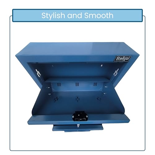 Image of 20 Inch Wall Mounted Metal Shoe Rack with 4 Door Cabinet, Slim Space Saving Storage Organizer for Modern Home Use (Royal Blue, 4 Door)
