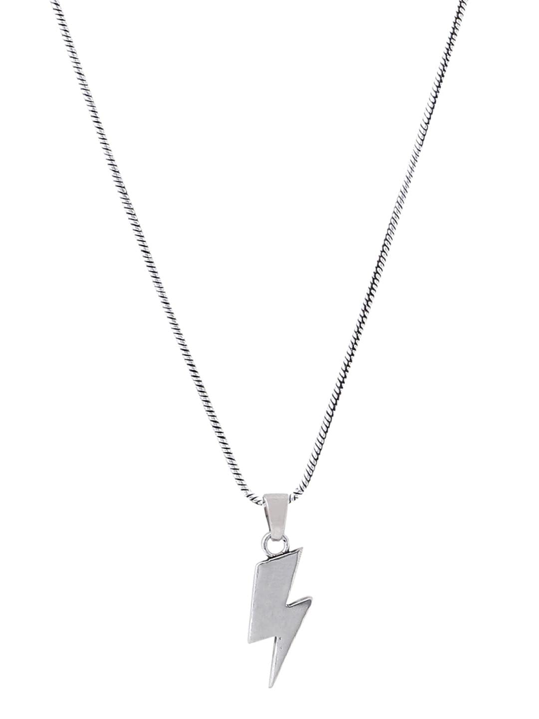 Viraasi Silver Toned Lightning Bolt Pendant with Chain for Men and Boys (B0BVFKX2VC) Amazon Price History, Amazon Price Tracker