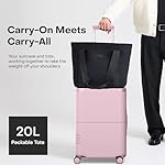 Carry On Max Expandable - 21.5" Airline Approved Carry On Luggage with Travel Tote, Rolling Suitcase for Men & Women - TSA Lock Spinner Suitcase, Silent Wheels, Expansion Zip - Blush Pink - Image 5