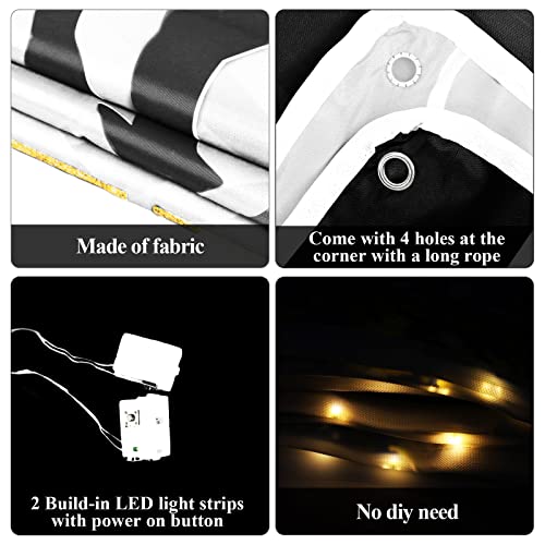 Image of 2024 Graduation Banner with Led-Light Strips Decor Congrats Grad Door Cover Banner Large Fabric Graduation Party Door Sign for Indoor Outdoor Photography Background Decorations 71 x 36 Inch (White)
