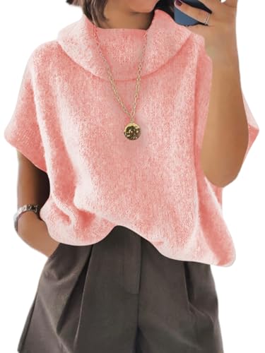 Suéteres de punto casuales para tus tardes de otoño con cuello alto y mangas murciélago