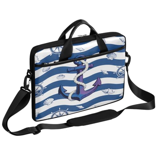 Bolso para laptop con diseño náutico de ancla y concha marina, funda para laptop de 15 pulgadas, maletín delgado para negocios, bolso mensajero para mujeres y hombres, estuche para laptop para trabajo, oficina y viajes