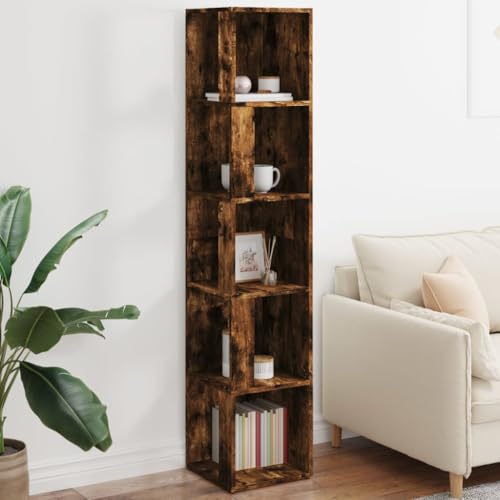 QINXIXINAIXI Armario esquinero clásico de madera con 5 compartimentos – Estantería de almacenamiento para salón, dormitorio y oficina
