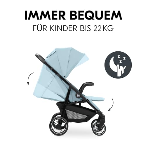 Hauck Kinderwagen Shop N Care, Klappbuggy bis 25 kg mit Liegefunktion, Getränkehalter und Snack Tablett, Klein Zusammenklappbar, Sonnenverdeck (UPF 50+), XL Korb (Dusty Blue) – Bild 5