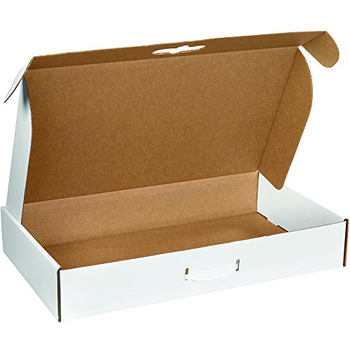 Image of Boxes Fast BFMCC5 Cardboard Carrying Cases, 20 x 11 3 /8 x 5 1 /2 Inches, Corrugated Die-Cut Boxes with Handles, Large White Mailing Boxes (Pack of 10)