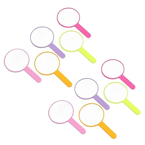 minkissy 10pcs Handheld Round Makeup Mirror Handle for Girls Portable