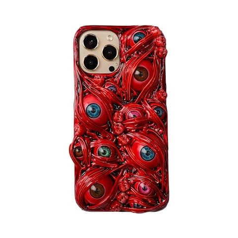 TRADAY Scary Horror Phone Case Creepy 3D Eyes Blood Teeth Phone Case for iPhone 12 Pro Max Gothic Halloween Phone Case Red Cover