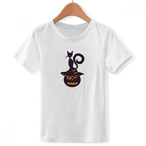 T-shirt chat Citrouille Halloween blanc garçon taille M DIYthinker