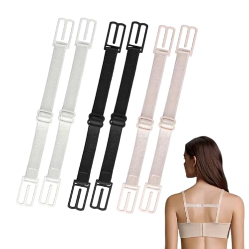 JUGUTA Attache Soutien Gorge Dos, 6 Pièces, Support Sangle Réglable Anti-Dérapant, Pour Sport Et Quotidien, Couleurs Noir Blanc Beige, Taille Unique.