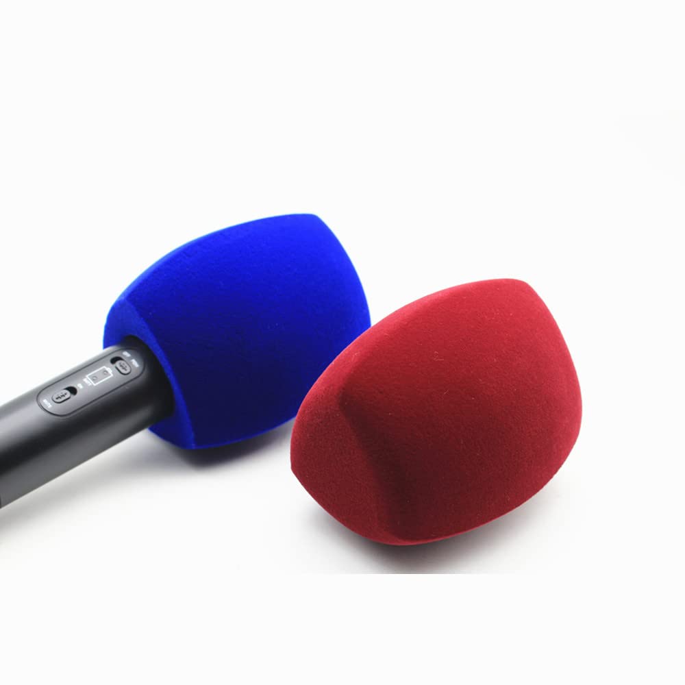 Pare-brise en mousse de micro floqué Couvre-mousse de poignée Pare-brise pour microphones d'interview télévisée (triangle, rouge)