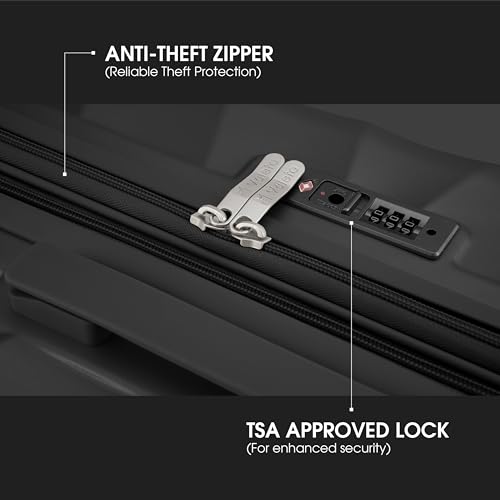 Maleta Crescent Cabin Trolley Bag 55 cms, 8 Spinner Wheels,TSA Lock Lightweight Luggage Trolley Bags for Travel Suitcase for Travel Bags for Travelling (Black, Cabin-Small)2