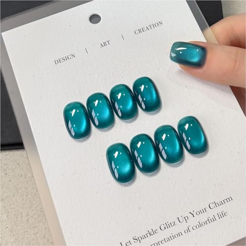 GAOY Jelly Blue Cat Eye Gel Nail Polish, 16ml Glitter Holographic...