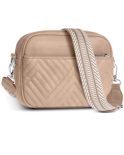 Image of Vantamo Premium Quilted Crossbody Bags for Women with Anti-Pickpocket Clip, Vegan Leather Handbags, Travel Purses for Women