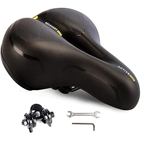 Comfortable Bike Seat Cushion,Wide Bicycle Seat with Dual Shock Absorbing Ball Memory Foam for Men Women,Waterproof Bicycle Hollow Saddle Fits Stationary Road Mountain Exercise Bike Cover